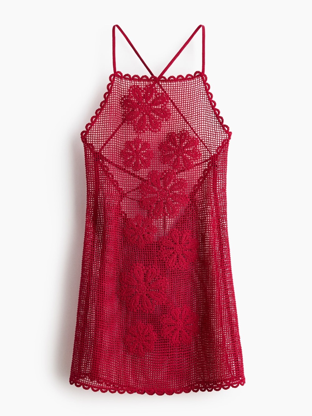 RED CROCHET BEACH DRESS COVER UP
